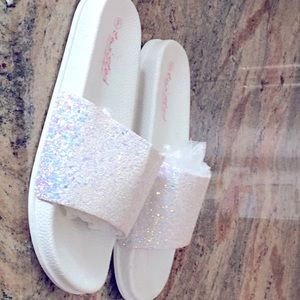 White Glitter Sandals